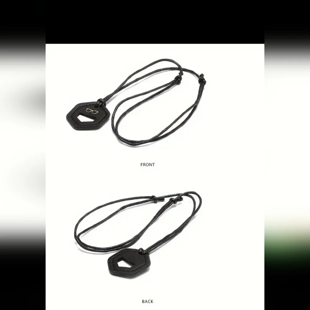 Eyeglass Necklace Faux Leather  Holder Black